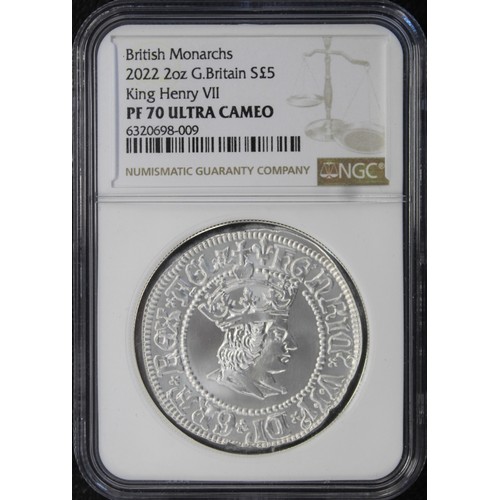 207 - NGC PF70 Ultra Cameo 2022 Henry VII 2oz silver proof £5, part of the British Monarchs Series. Comple... 