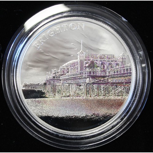 265 - Portrait of Britain 4-coin silver proof £5 set depicting seaside towns and cities across the UK to i... 