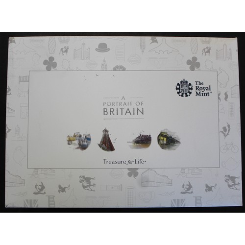 265 - Portrait of Britain 4-coin silver proof £5 set depicting seaside towns and cities across the UK to i... 