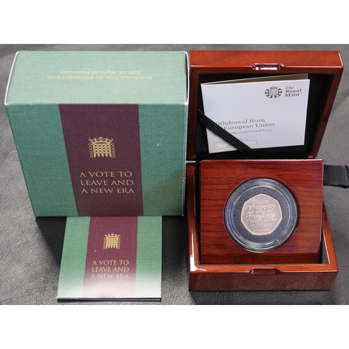 193 - 2020 Gold Proof 50p, Elizabeth II,  commemorating the Withdrawal from the European Union (a.k.a the ... 