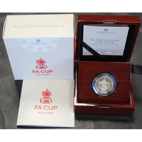 195 - 2022 Gold proof £2 coin commemorating the 150th Anniversary of the FA Cup. Cased with COA (#62), inf... 