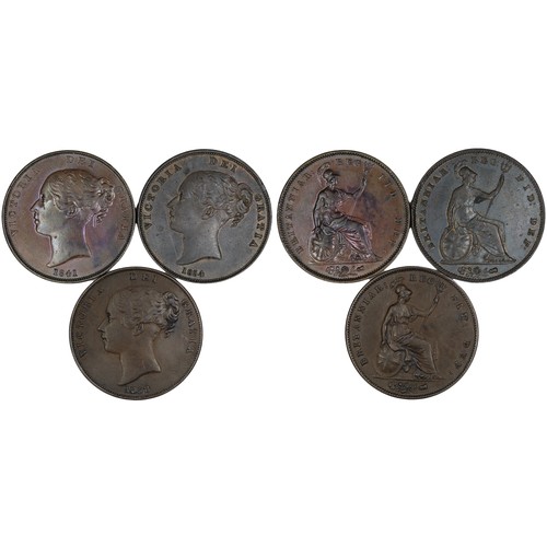 24 - Pennies (3) all Victoria copper young head including 1841, 1854 & possibly 1858/3 though this wi... 