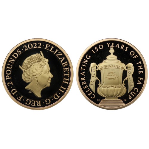 195 - 2022 Gold proof £2 coin commemorating the 150th Anniversary of the FA Cup. Cased with COA (#62), inf... 