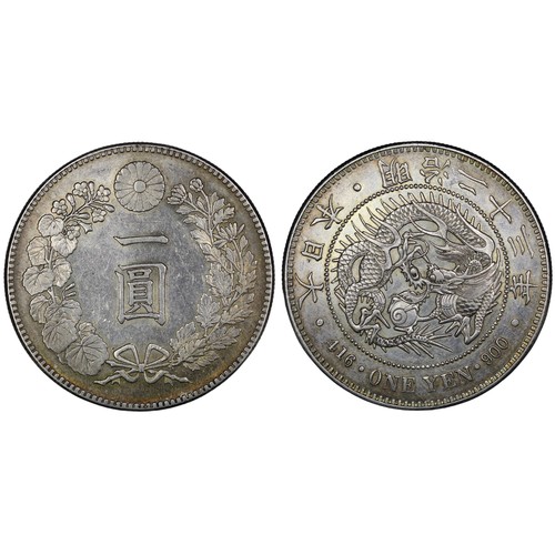 320 - Japan, 1890 Yen. Once cleaned, now retoning to the reverse. gVF or better. [Y# A25.3, JNDA# 01-10A]... 