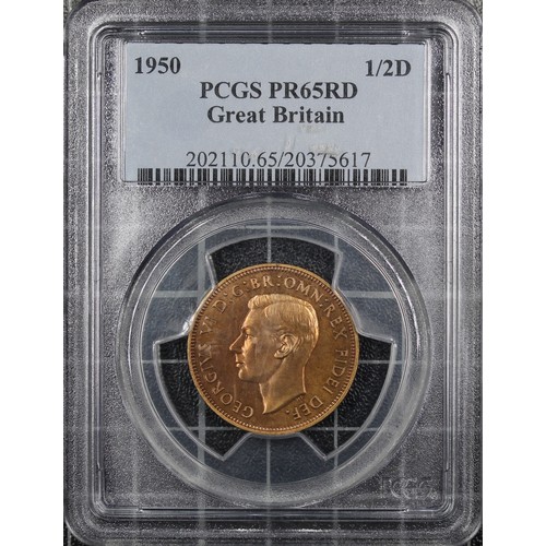 20 - 1950 Proof half penny, PCGS PR65RD. George VI. A delightful red, lustrous example. [Freeman 458, Pec... 