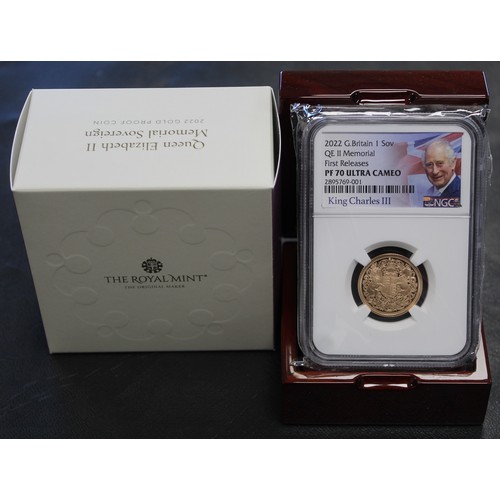 172 - PF70 Ultra Cameo 2022 Proof sovereign, Charles III. Memorial special reverse design by Jody Clark. F... 