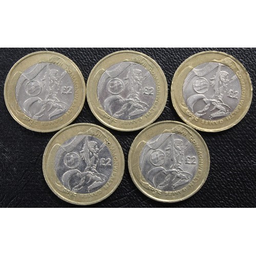 248 - A dealer/collector set 5 complete sets of 2002 Commonwealth Games £2 coins. From circulation though ... 