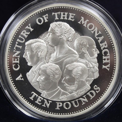 297 - 2000 Guernsey 5oz silver proof £10 commemorating A Century of the Monarchy. Struck in .925 sil... 