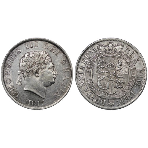 88 - 1817 Halfcrown, George III. Obv. small laureate head, Rev. crowned garter and shield. Cleaned. VF/gV... 