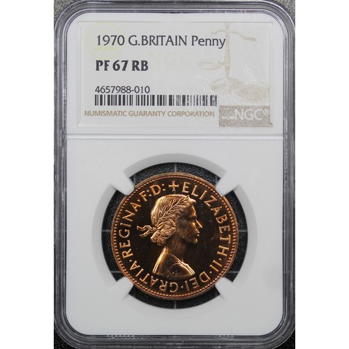 41 - 1970 Proof Penny, NGC PF67RB, Elizabeth II. The last penny issue, offered in the proof sets only. aF... 