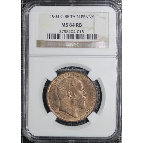 40 - 1903 Penny, Edward VII (Freeman 158, S.3990). Graded NGC MS64RB. A small spot by the eyebrow otherwi... 