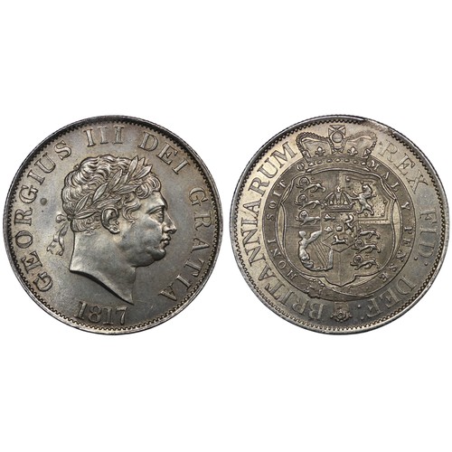 95 - 1817 Halfcrown, George III. Obv. small laureate head, Rev. crowned garter and shield. A notable area... 