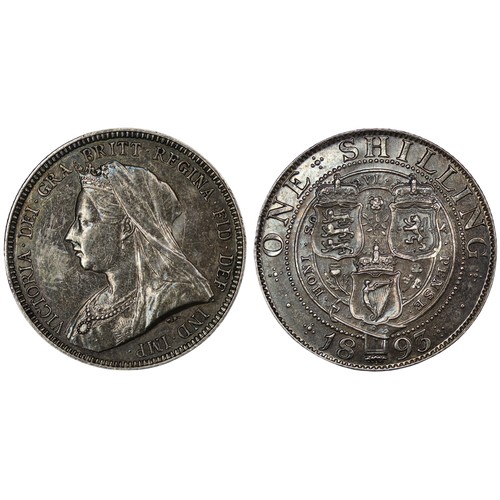 78 - 1893 Shilling, Victoria. Obv. old veiled head, Rev. three crowned shields of England, Scotland &... 