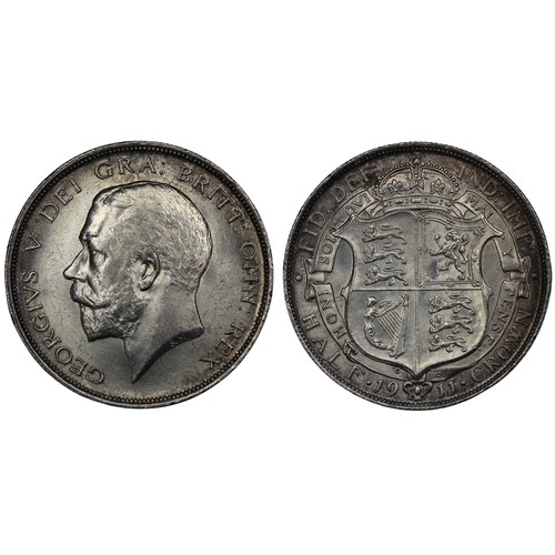 102 - 1911 Halfcrown, George V. Obv. bare head facing left, Rev. crowned shield in garter. A few obverse h... 