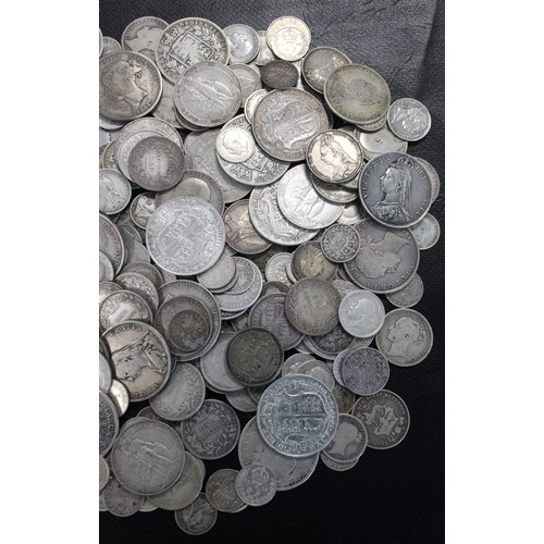 127 - A large selection of pre-20 silver from threepence to crown, George George III to George V. Includes... 