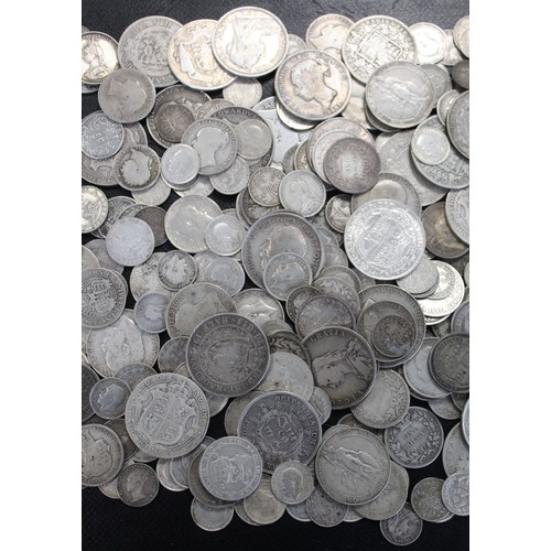 127 - A large selection of pre-20 silver from threepence to crown, George George III to George V. Includes... 