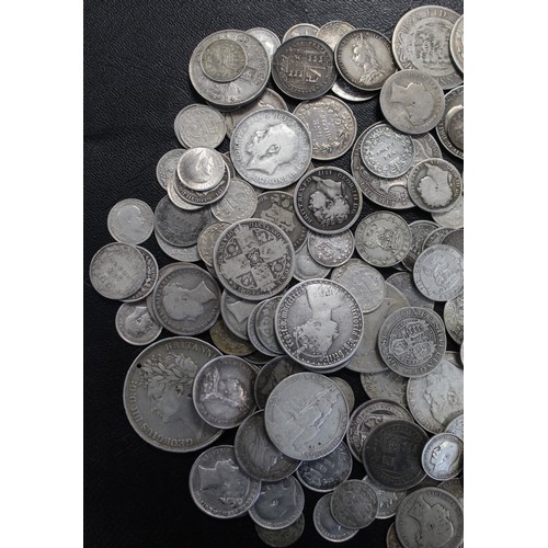 127 - A large selection of pre-20 silver from threepence to crown, George George III to George V. Includes... 