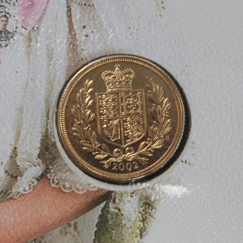 169 - 2002 Sovereign, Elizabeth II. Obverse portrait by Ian Rank-Broadley, special reverse design by Timot... 