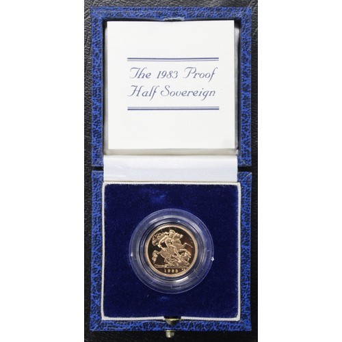 136 - 1983 Proof half sovereign, Elizabeth II. A few light surface marks. nFDC/FDC. Cased with COA. [Marsh... 