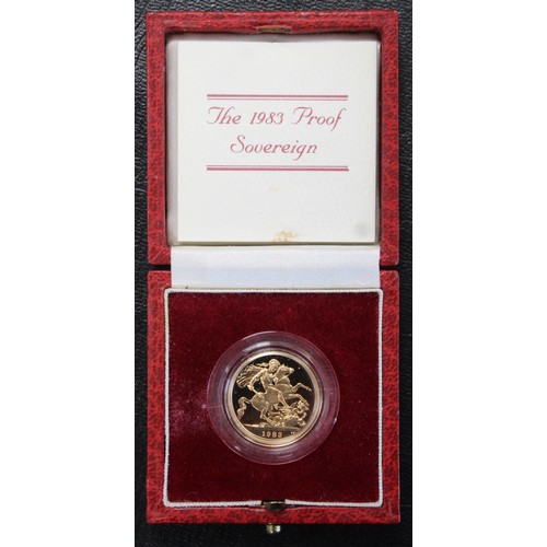 176 - 1983 Proof sovereign, Elizabeth II. Multiple small surface marks. Choice UNC/nFDC. Cased with COA. [... 