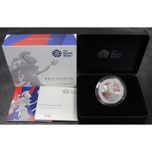 289 - 2017 Silver proof 1oz Britannia, Elizabeth II. An odd contact mark otherwise much as struck. nFDC/FD... 