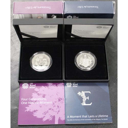 256 - Silver proof piedfort £5 coins (2) with Royal interest including 2018 Sapphire Anniversary of the Co... 