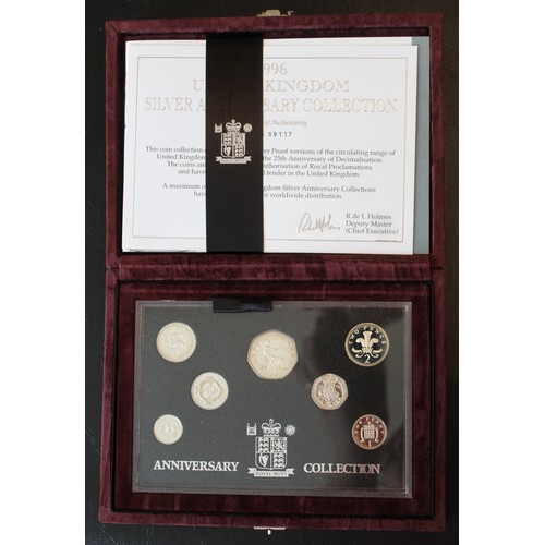 266 - 1996 Silver Anniversary proof 7-coin collection. From £1 coin to 1p struck in sterling silver and pr... 