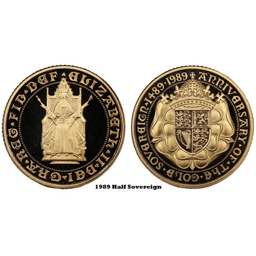 210 - 1989 Proof 3-coin sovereign set, Elizabeth II, comprising double, single & half sovereigns. One ... 