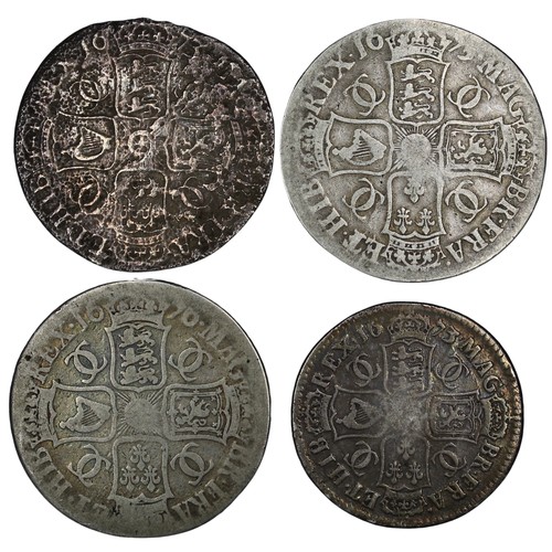 115 - Coins of Charles II (4) comprising 1673 crown, 1675 crown, 1676 crown & 1673 half crown. The fir... 