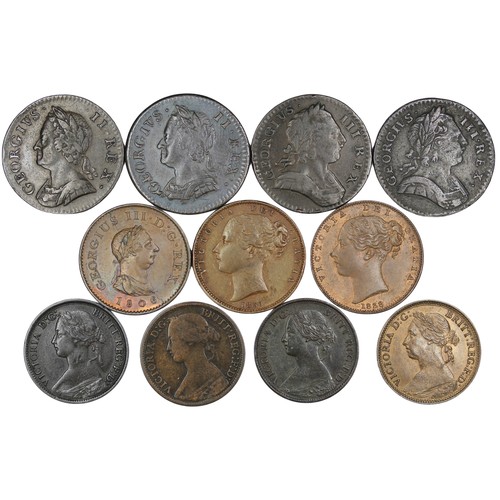 28 - Farthings (11) including key & semi-key dates including 1754 (2), 1773 1774, 1806, 1838, 1850, 1... 