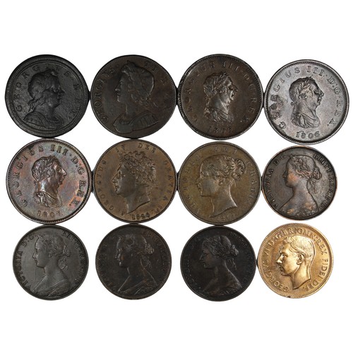 31 - Half pennies (12) including 1719, 1733, 1806 (2), 1807, 1826, 1846, 1860, 1861, 1862 (2) & 1950 ... 