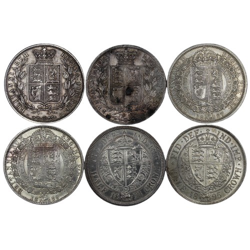 107 - Halfcrowns (6), all Victoria including 1880, 1886, 1887, 1889, 1893 & 1895. Some staining/toning... 