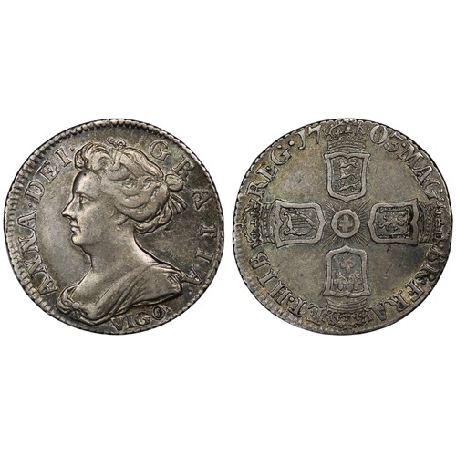 61 - 1703 VIGO Sixpence, Queen Anne. 4 strings in harp, attractively toned with some light scratches abov... 