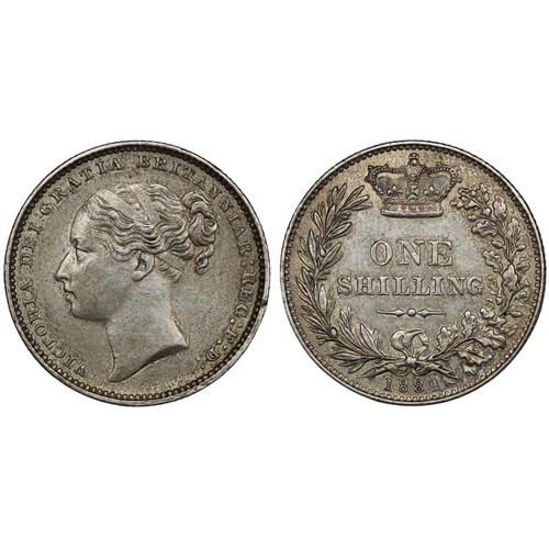 76 - 1881 Shilling, Victoria. Obv. fourth young head. Softly toned with golden peripheries to the reverse... 