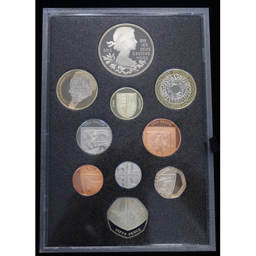 280 - 2012 Royal Mint 10-coin proof set including Queen Elizabeth II Diamond Jubilee £5 coin in book-style... 