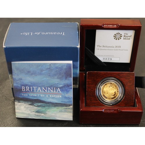 214 - 2018 1/4oz gold proof Britannia £25, Elizabeth II. A few trivial surface marks otherwise nFDC.... 