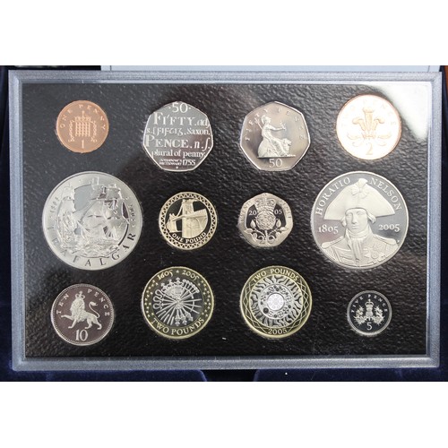 268 - 2005 Royal Mint Executive 12-coin proof set including Trafalgar & Nelson commemorative £5 coins.... 