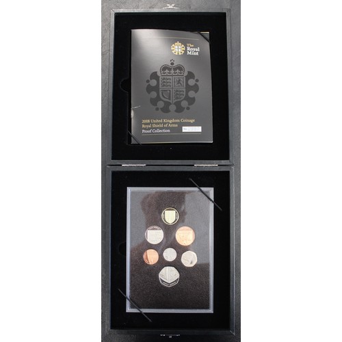 274 - 2008 Royal Mint 7-coin Shield of Arms proof set.  As struck, cased with COA booklet (#2997).