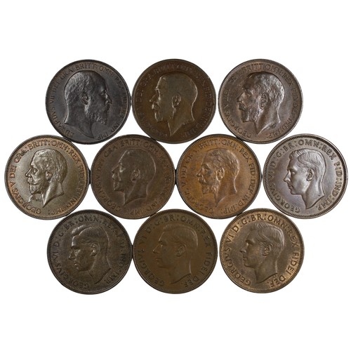 44 - Pennies (10) with a selection of key and semi-key dates including 1903, 1919KN, 1922, 1930, 1932, 19... 