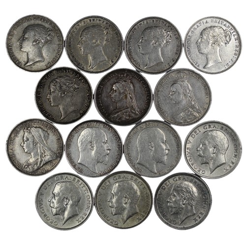 67 - Sixpence (14) including 1859, 1871 (Die #23), 1873 (Die #82), 1874 (Die #51), 1878 (Die #4), 1887 (w... 