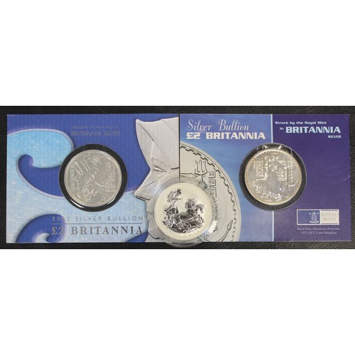 290 - Silver 1oz Britannia £2 coins (3) comprising 1999 reverse frosted finish, 2001 & 2003. The... 