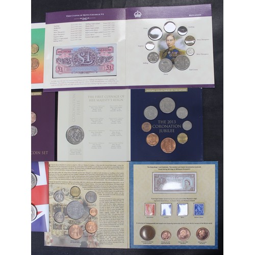 308 - An assortment of year sets, decimal and pre-decimal, including stamps & banknotes (6). Includes ... 