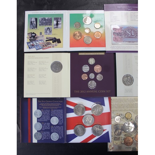 308 - An assortment of year sets, decimal and pre-decimal, including stamps & banknotes (6). Includes ... 