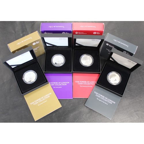 255 - The Tower of London silver proof £5 coin collection featuring the full set of four coins indiv... 