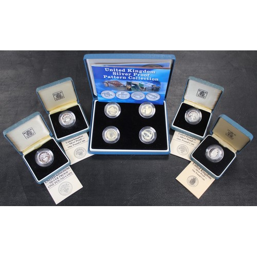 242 - Silver proof £1 coins (8) including 1984, 1986, 1987, 1988 & 2003 4-coin Bridge series pattern s... 