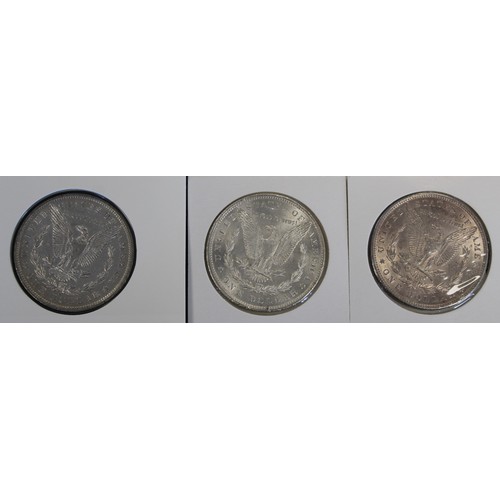 302 - USA Morgan dollars (3) comprising 1882-O, 1885 & 1896. The first in Royal Mint collector service... 