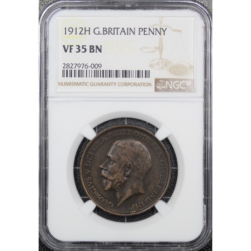 41 - 1912H Penny, NGC VF35 BN, George V. gFine, deeply toned. [Freeman 173 (Dies 1+B), Peck 2244, S.4052]... 