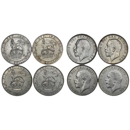 86 - Shillings (4), all George V to include 1916, 1917 & 1925 (2). All wiped, gVF to EF, the latter t... 