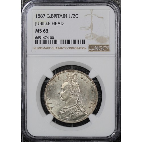 72 - 1887 Half Crown, NGC MS63, Victoria. Jubilee A delightful example with a few light contact marks oth... 