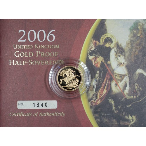 106 - 2006 Proof half sovereign, Elizabeth II. Handled with surface hazing otherwise surfaces free of any ... 